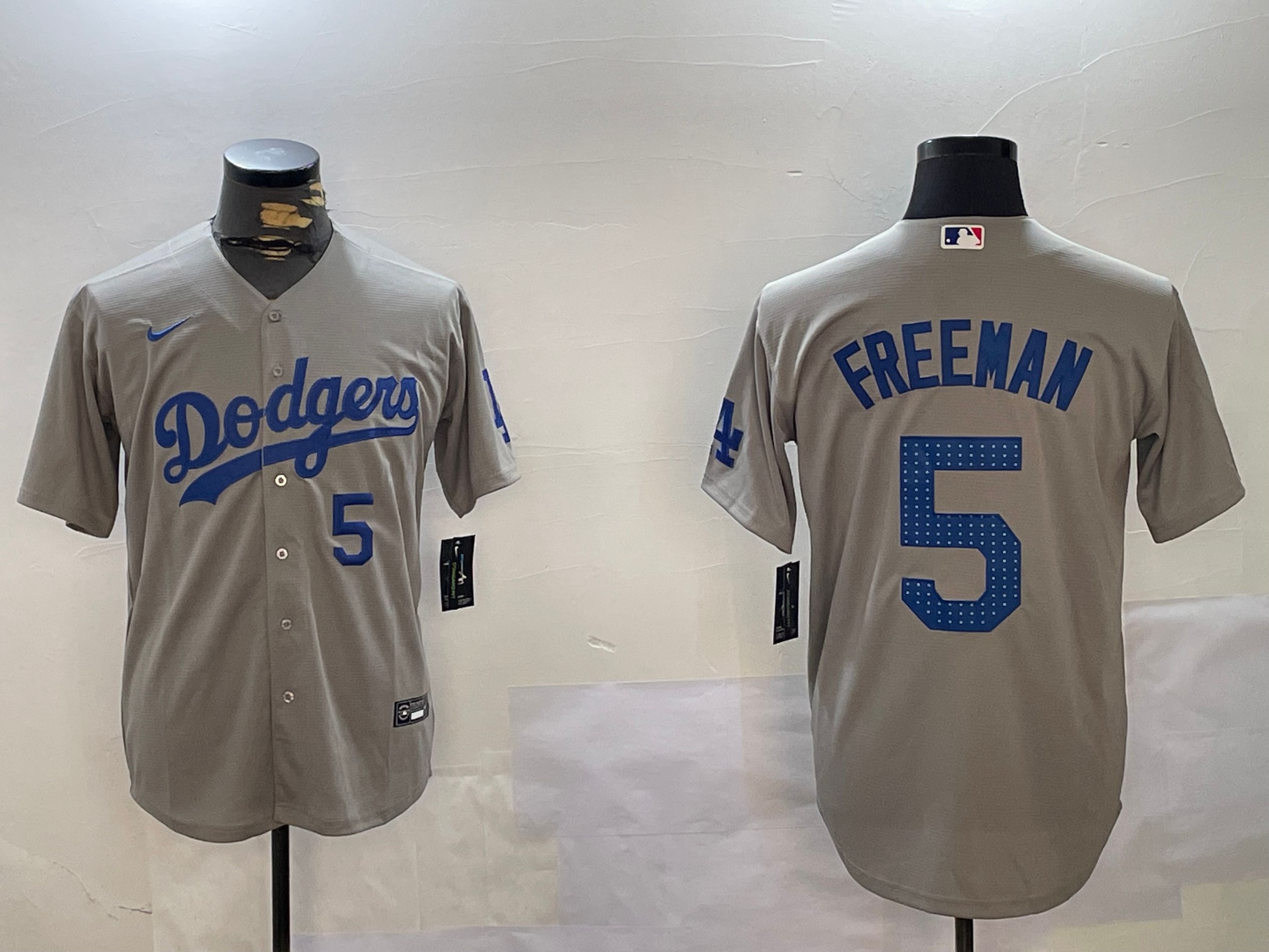 Men Los Angeles Dodgers 5 Freeman Grey Game 2024 Nike MLB Jersey style 12163